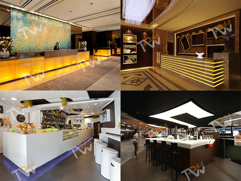 Straigt wooden Bar Counter with LED light (TPBC039)-Topone